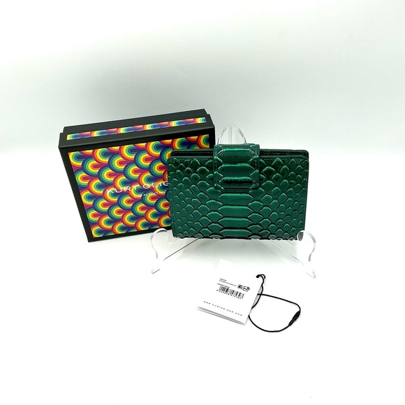 Kurt Geiger Snake Print Green Chelsea Fold Wallet #1019 - Picture 2 of 3